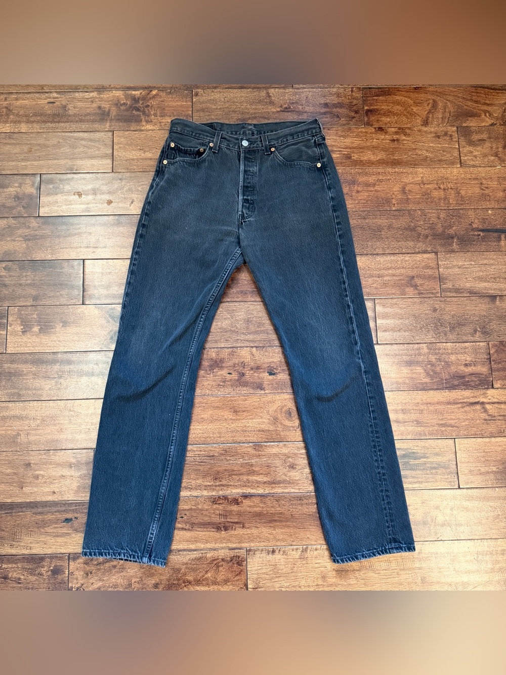 Vintage Levi’s 501-0660 Black Jeans USA Made 1998 Faded 90s Button Fly 33x34